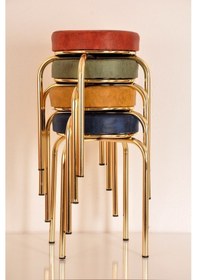 Resim 4 Lü Renkli Luma Altın Ahtapot Tabure Mutfak Taburesi 