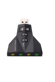 Resim aogo Harici Usb 3d Ses Kartı Ses Çift Sanal 7.1 Usb 2.0 Adaptör Dizüstü Bilgisayar Için Tak Ve Çalıştır 