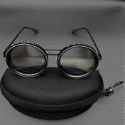 Resim Ayarlanabilir Alüminyum-Magnesium Alaşımlı Çerçeve, Yuvarlak TAC Lensler ve Siyah Kılıf ile Vintage Tarzı Retro Moda Gözlükleri - Erkekler ve Kadınlar için İdeal, Tatiller, Festivaller ve Özel Günler için Mükemmel Hediye, Şenlikli Gözlükler, Buhar Punk Estetiği, Dayanıklı Gözlükler, Pil Olmadan 