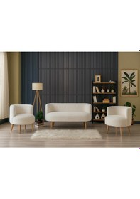 Resim Sydney Modern Koltuk Takımı Modern İskandinav Tarzı Welsoft Yumuşak Kumaş Krem Krem 