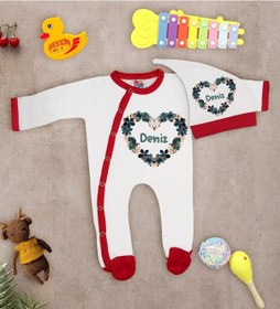 Resim Bk Kids Kişiye Özel Bebek Kıyafeti, Bebek Giyim Hediyesi, Tulum Zıbın Ve Kukuletalı Şapka Seti-2 Çok Renkli 