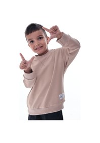 Resim Erkek Çocuk Bej Sweatshirt %100 Pamuk 12 Ay 5 Yaş Rahat Kalıp Basic Günlük Üst Bej 
