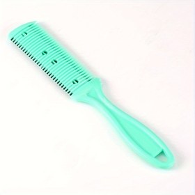Resim 1 adet Ergonomik Çift Taraflı Saç Kesme Tarak, Paslanmaz Çelik Bıçaklı - Hafif Plastik Saç Düzeltici & Şekillendirici Tıraş Makinesi, Tüm Saç Tipleri İçin İdeal, Uzun & Kısa Saçlar İçin 