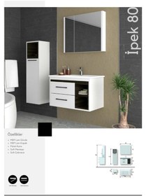 Resim Evros Ipek 80 Cm Banyo Dolabı Boy Dolabı Dahil Beyaz 