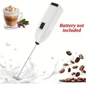 Resim Elmpaly Beyaz Pil Ile Çalışan Portatif 304 Paslanmaz Çelik El Tipi Kek Mikseri Yumurta Çırpıcı 