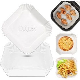 Resim Mcreative Home Beyaz Airfryer Pişirme Kağıdı, Fritöz Yağlı Kağıdı, Yanmaz Kağıt 100 Adet (Kare) (100) 