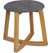 Resim Ottoman Naturel Gri Sallanan Ahşap Ayak Uzatma Pufu Makyaj Koltuğu Bench Tabure 