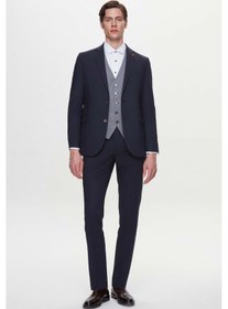 Resim Twn Slim Fit Lacivert Armürlü Takim Elbise Kombinli 3efy5kmbn0552 Lacivert 