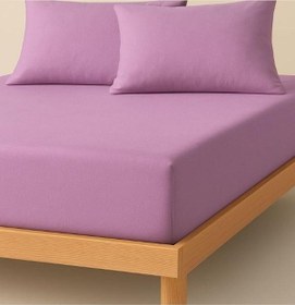 Resim Tek/çift Kişilik %100 Pamuk Ranforce Lastikli Çarşaf Takımı Lila Beyaz 