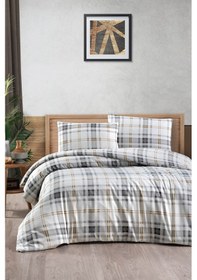 Resim Menderes Home Cotton Collection Flanel Tek Kişilik Nevresim Takımı 1394 Gray Natur 