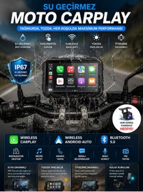 Resim Store 5.5 İnç Su Geçirmez Motosiklet CarPlay Android Auto Navigasyon Ekranı 