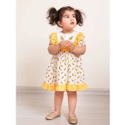 Resim Mika Bebek Ananas Nakışlı Sarı Beyaz Kız Çocuk Yarım Kol Yazlık Elbise 