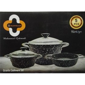 Resim Palmiyra 21025 Granit Mini 5 Parça Tencere Seti Açık Gri 