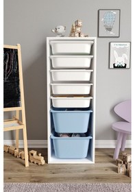 Resim %100 Mdf - Xl Mono 7 Sepetli Oyuncak Dolabı Mavi 