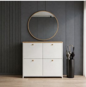 Resim Via 4 Kapaklı Çok Amaçlı Ayakkabılık Ve Antre Dolabı - Beyaz Çok Renkli 