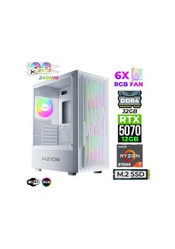 Resim Fazeon Astra X380 R7-5700X 32 GB 1 TB M.2 NVMe SSD 12 GB RTX5070 Free Dos Masaüstü Oyuncu Bilgisayarı 