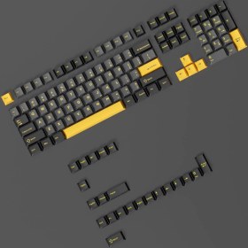 Resim Leaven Mekanik Klavye Pbt Çift Baskı Keycap Seti Siyah -Gri -Sarı 128 Tuşlu Keycap 