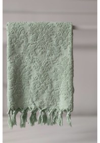 Resim Sevim Otantik Saçaklı Banyo Havlusu - 90x150 Cm - Yüksek Su Emiciliği Acıkyesıl Açık Yeşil 