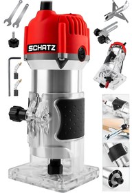 Resim Schatz 600W Bakır Sargılı 6 Kademe Devir Ayarlı Formika Traşlama Avuç Freze Makinesi 6 Mm Pens Kırmızı 