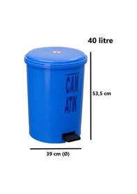 Resim Omnipazar Sy-4219 Mavi Cam Atık Kovası Pedallı Yuvarlak İç Kovalı 40 Lt Mavi 