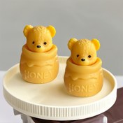 Resim Sevimli Bal Kavanozu Ayı Silikon Kalıp Seti, Mum Kalıbı, Reçine Döküm Kalıbı, DIY El Yapımı Aromaterapi Mumlara Uygun, Alçı Sanatı, Reçine Sanatları ve Ev Dekorasyonu İçin 