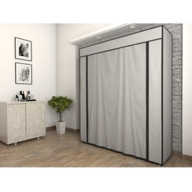 Resim Burak Çelik Borulu Gri Yorgan Hurcu Bez Dolap Yüklük Gardırop 