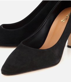 Resim Hotiç Kadın Süet Deri Siyah Klasik Stiletto Ayakkabı 