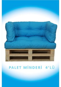 Resim Dış Ve Iç Mekan Palet Bahçe Balkon Havuz Başı Yer Minderi Koltuk Minderi Takımı Turkuaz Model 