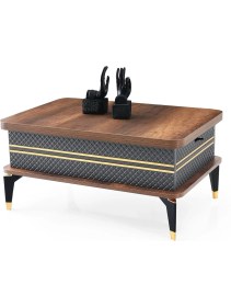 Resim Evistro Akıllı Laptop Sehpa Yemek Masası Orta Sehpa Koyu Ceviz-Antrasit 