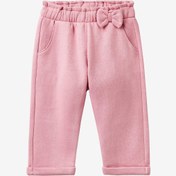 Resim Benetton Beli Büzgülü Çocuk Pembe Fiyonklu Eşofman Altı 