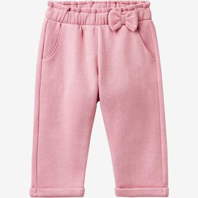 Resim Benetton Beli Büzgülü Çocuk Pembe Fiyonklu Eşofman Altı 
