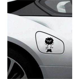 Resim Aydın Garage Çiş Yapan Çocuk Depo Kapağı Araba, Motorsiklet, Kask, Laptop, Cam Sticker 12X7 cm 