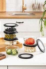 Resim Porsima 4381 Flat 6Lı Cam Kahvaltılık Çok Amaçlı Saklama Kabı Cam Kahvaltı Seti 