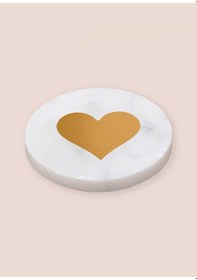 Resim The Mia Mermer Bardak Altlığı Kalp Beyaz 