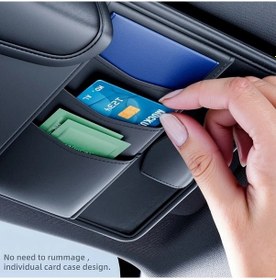 Resim Xuweiwei Siyah 1 Adet Araba Güneşlik Düzenleyici Mendil Tutucu Kart Saklama Alanlı Premium Pvc Çok Fonksiyonlu Gözlük Klipsi 