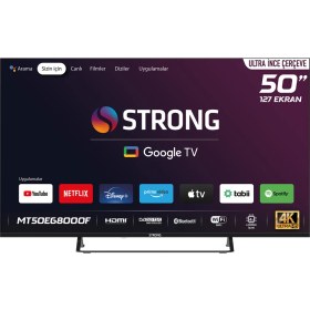 Resim Strong MT50EG8000F 50" 127 Ekran 4K Ultra HD Dahili Uydu Alıcılı Google TV - Ultra Ince Çerçeve 