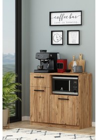 Resim Elis Kahve Köşesi Raflı Çok Amaçlı Dolap Atlantik Çam Atlantik Çam 