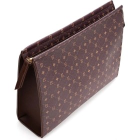 Resim Kadın Kahve Bahels Monogram Portföy Clutch Çanta 