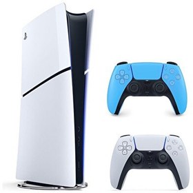 Resim Sony Playstation 5 Slim Dijital Versiyon 1 TB PS5 Oyun Konsolu - 2. Dualsense Oyun Kolu Beyaz-Mavi 