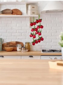 Resim Yapay Kırmızı Kapya Biber Salkımı Süs Sahte Biber Yapay Meyve Sebze 