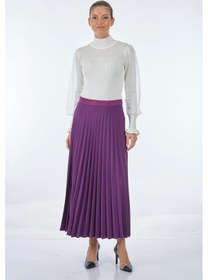 Resim Scl 2222001022 Piliseli Lastikli Bel Kadın Etek Mor 