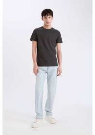 Resim DeFacto %100 Pamuk Slim Fit Dar Kesim Bisiklet Yaka Baskılı Kısa Kollu Tişört D5566AX25SPAR221 
