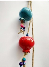Resim Üçlü Nar Nazar Boncuklu Renkli Hediyelik Dekoratif Duvar Süsü 
