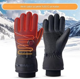 Resim Isıtmalı Eldivenler | 3 Mod Ayarlanabilir Tam Parmaklı Elektrikli Eldiven | Seyahat Kayak Bisiklet Dış Mekan Kar İçin Dokunmatik Ekran Uyumlu Eldiven Isıtıcı | Evde Bay Kullanım 