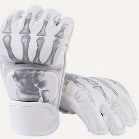 Resim 1 Çift Profesyonel Boks Eldiveni - Yarışma ve Antrenman Eldivenleri, Çekme Kapatmalı, Açık Parmak Tasarımı (1. Metatarsal Kemik Açıklığı), MMA ve Sparring için - Dayanıklı Yumruk Eldiveni, Beyaz/Siyah Renk Seçenekleri, Şık Tasarım, Güçlendirilmiş Dikişler, Pürüzsüz Yüzey, Sağlam Yapı, Dövüş Ekipmanı, Martial Sanatçılar İçin 
