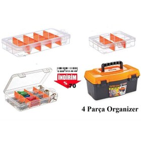 Resim 4 Parça Organizer Saklama Kutusu Plastik Bölmeli Alet Çantası 