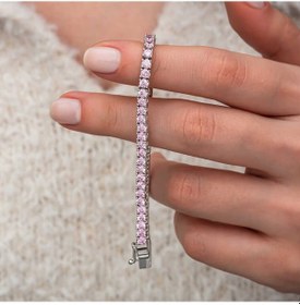 Resim Gümüş Pembe Zirkon Taşlı Su Yolu Kadın Bileklik Sl10781 Gümüş 