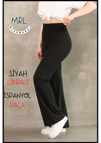 Resim Missmaral Kadın Siyah Yüksek Bel Toparlayıcı Tayt Pantolon Ispanyol Paça Likralı Esnek Dalgıç Kumaş 1040 SiYAH 