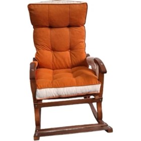 Resim Mobil Deco Ceviz Sultan Lüx Ahşap Çift Minderli Çift Cepli Sallanan Sandalye Kiremit/krem 