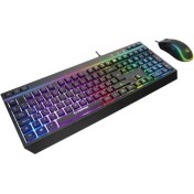 Resim Rampage KM-R57 Siyah Rgb Aydınlatmalı Q Oyuncu Multmedia Klavye ve 12800 Dpı Mouse Gaming Set 